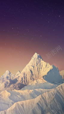 紫色星空白色山脉H5背景素材背景