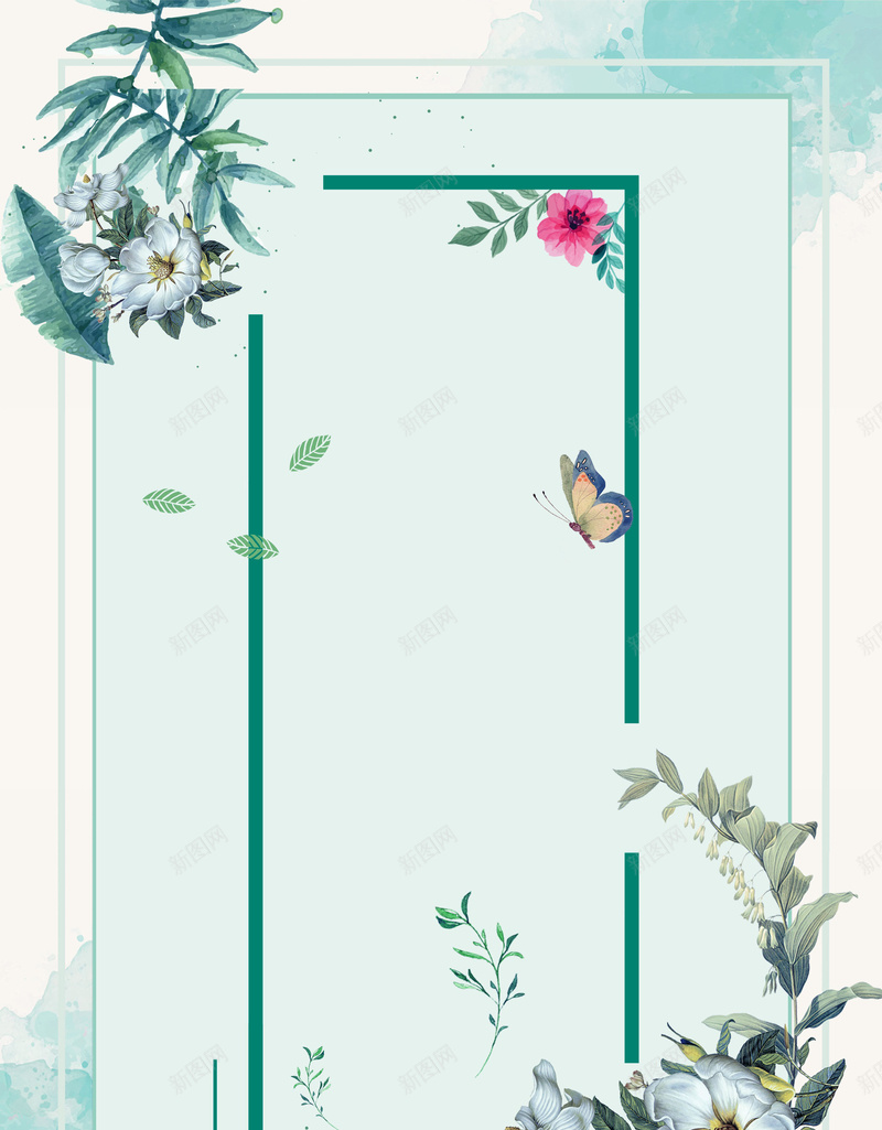 简约日系夏季上新促销海报背景psd设计背景_88icon https://88icon.com 唯美 夏天 夏季海报 夏日促销 文艺 文艺海报 日系风 极简 波浪 活动海报 简约 绿色