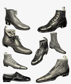 欧式手绘复古皮鞋素材