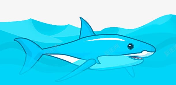 蓝色鲨鱼矢量图eps免抠素材_88icon https://88icon.com 创意 动物 插画 鲨鱼免抠PNG素材 矢量图