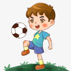 活泼踢足球的可爱小男孩高清图片