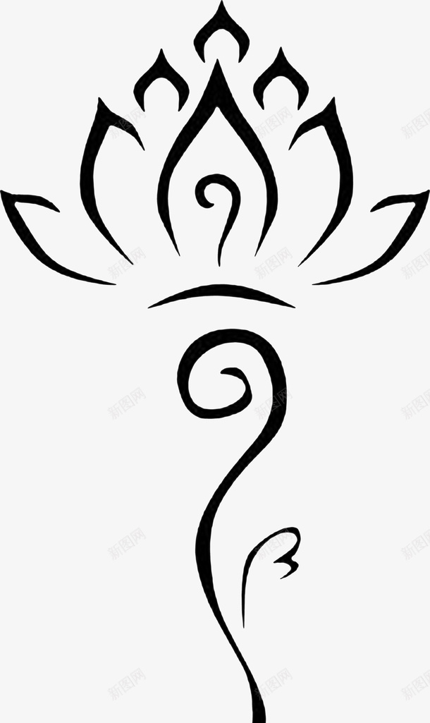 黑色莲花矢量图ai免抠素材_88icon https://88icon.com 素材 莲花 设计 黑色 矢量图