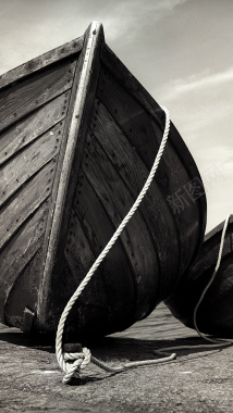 复古木船黑白H5背景素材背景