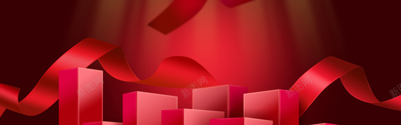 红色简约电商促销几何立体bannerpsd设计背景_88icon https://88icon.com 几何 几何渐变banner 彩带 电商促销 电商促销banner 立体几何 简约 红色 质感