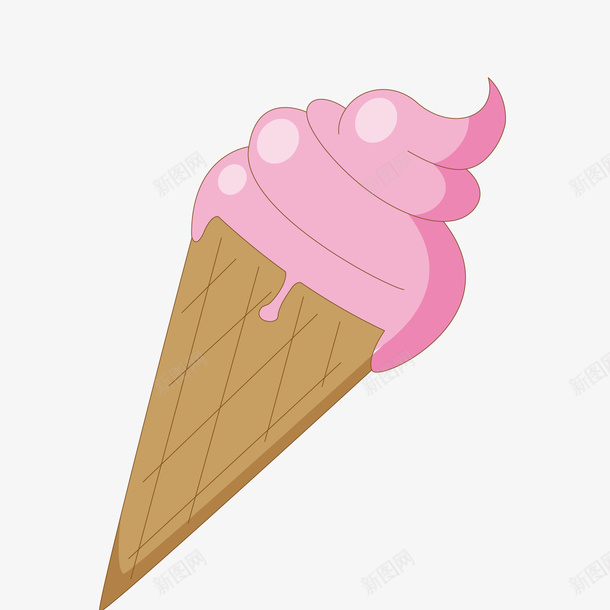 甜筒冰淇淋矢量图ai免抠素材_88icon https://88icon.com 冰淇淋 夏季 甜筒 粉红色 美食 食物 矢量图