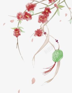 手绘粉色花朵插图素材