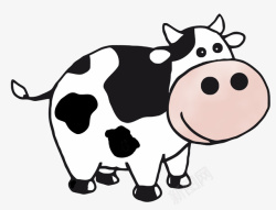 黑白卡通手绘奶牛素材