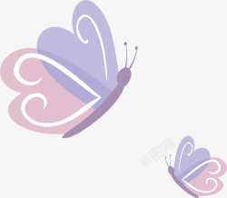 紫色的心形手绘紫色蝴蝶矢量图高清图片
