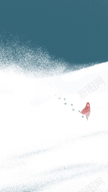梦幻冬季雪地卡通女孩平面广告背景