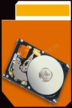 电脑周边硬件外设硬盘橙红海报背景背景