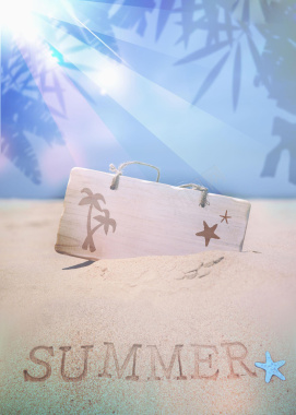 夏日沙滩海滩旅游清新广告背景背景