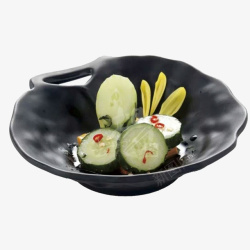 黑色蔬菜花纹简约家用陶瓷盘子素材