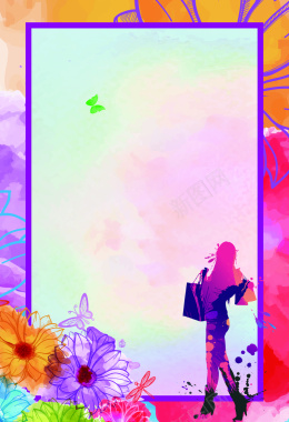 紫色女生节海报背景背景