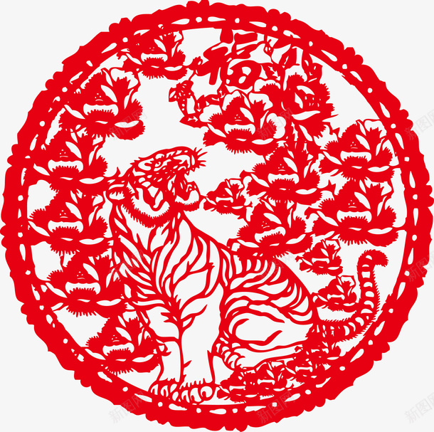 窗花剪纸矢量图ai免抠素材_88icon https://88icon.com 剪纸 喜庆 矢量素材 窗花 红色 矢量图