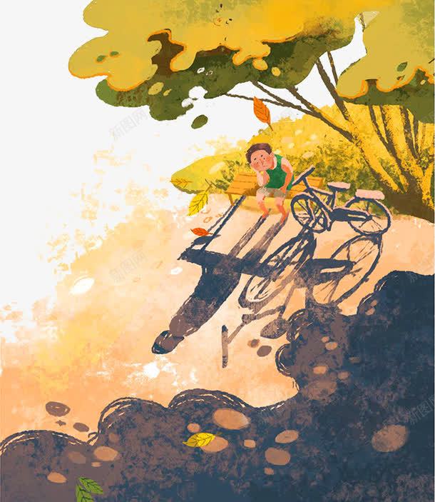 树底下骑车的男孩png免抠素材_88icon https://88icon.com 儿童 卡通 彩绘树木 手绘背景 骑车的男孩