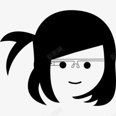 女孩脸上带着谷歌眼镜图标图标