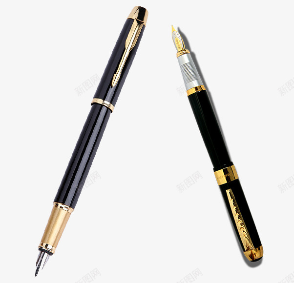教师节两个钢笔金色和黑色png免抠素材_88icon https://88icon.com 教师节 钢笔 老师的钢笔 英雄钢笔