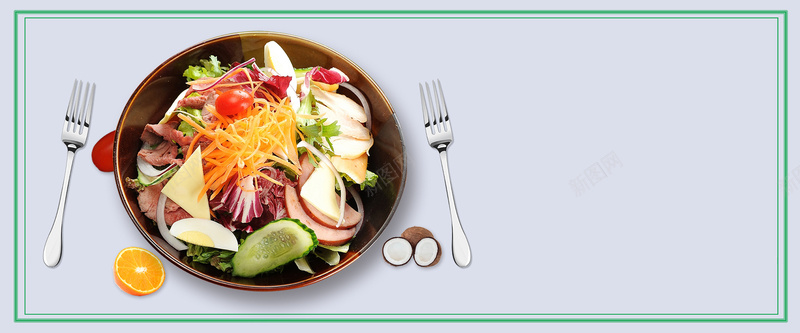 美食简约蓝色bannerpsd设计背景_88icon https://88icon.com banner 促销 折扣 料理 简约 美味 美食 蓝色 蔬菜 食材 食物 餐具 餐厅