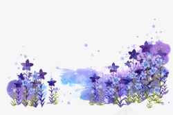 紫色的小花水彩花素材