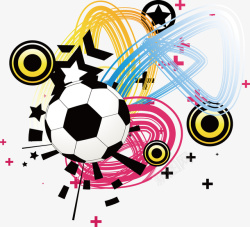 彩色线条背景足球海报矢量图素材