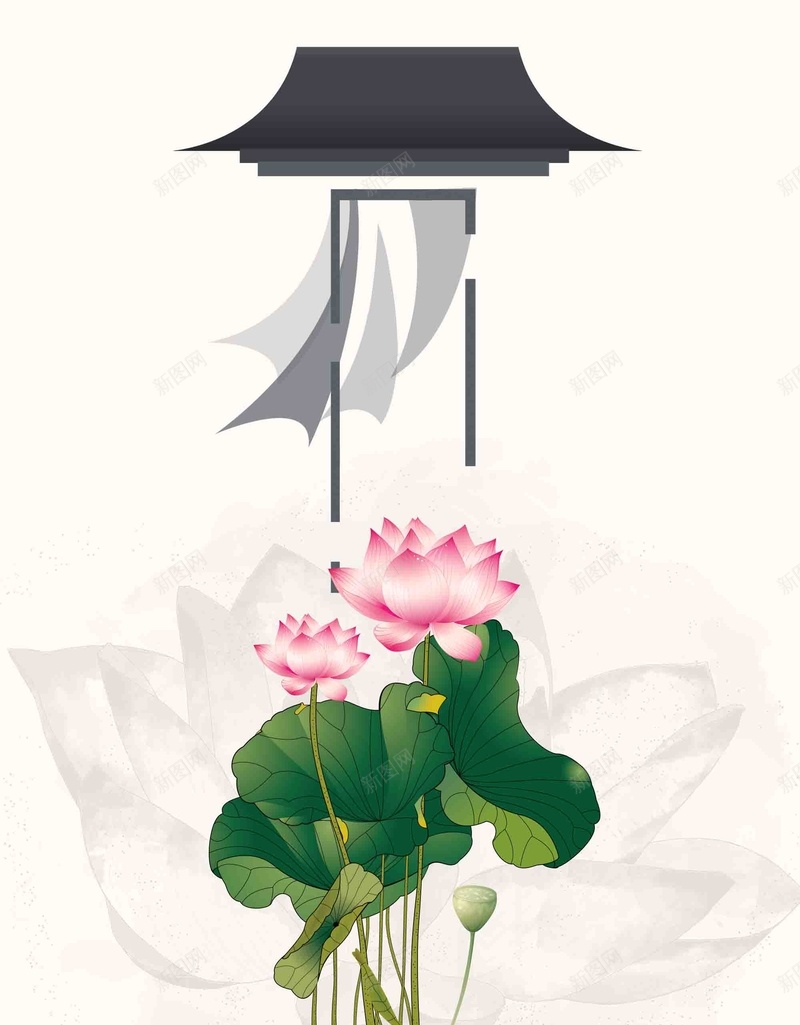 荷花出淤泥而不染海报背景模板psd设计背景_88icon https://88icon.com 中国风 手绘 旅行 春天 海报 背景模板 荷花 设计 赏花 踏青