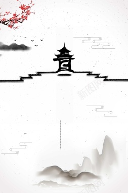 中国风水墨传统屋檐背景