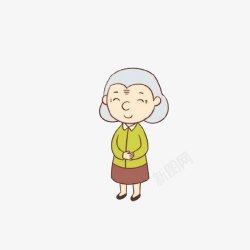 卡通白发奶奶素材