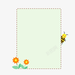 线型花朵边框卡通边框蜜蜂花朵线型边框高清图片