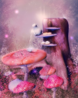 粉色梦幻蘑菇背景