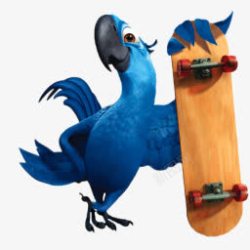 拿滑板的蓝鹦鹉海报背景素材