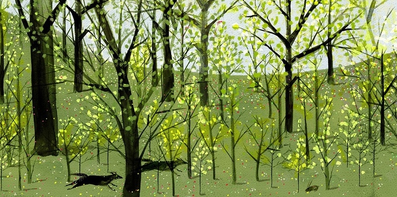 绿色插画H5背景jpg设计背景_88icon https://88icon.com 天生一对 卡通 插画 树林 绿色 H5 h5 摄影 风景
