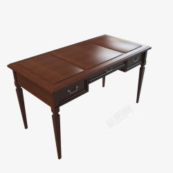 复古棕色简单中式书桌素材