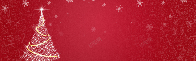 简约梦幻圣诞节红色banner背景