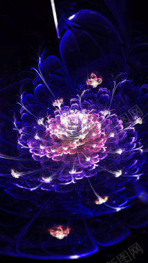 蓝色水晶花朵手机端H5背景背景