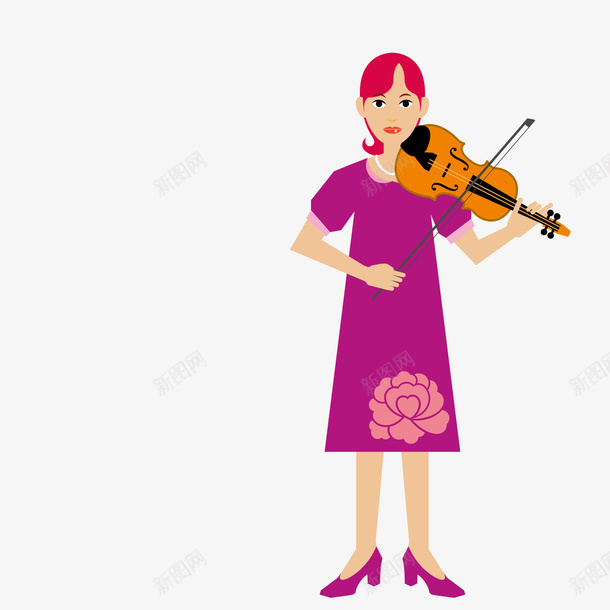 拉小提琴的美女矢量图ai免抠素材_88icon https://88icon.com 小提琴 美女 音乐 矢量图