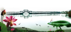 水墨中国风清明清明节池塘荷花广告背景高清图片