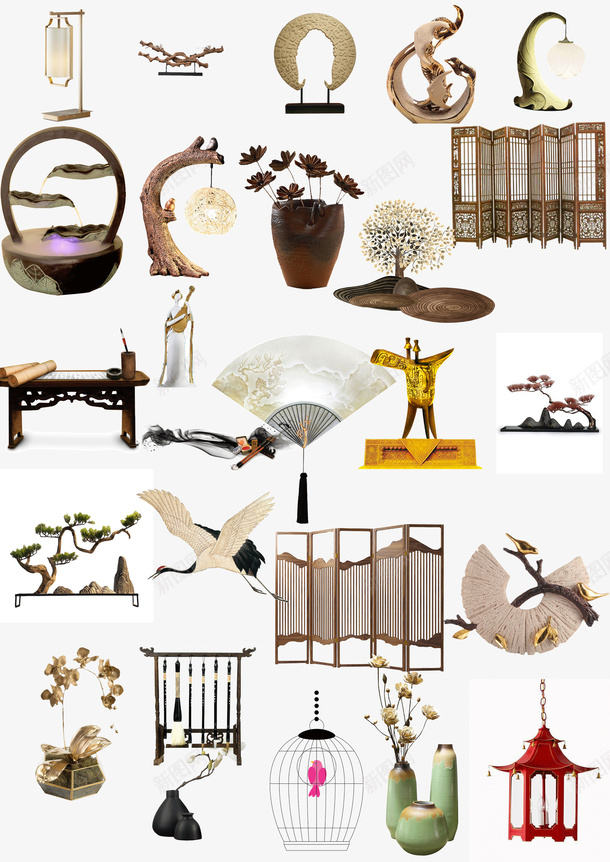 新中式装饰元素psd免抠素材_88icon https://88icon.com 中国风 家居 摆件 新中式