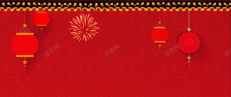 中国风喜庆纹理红色banner背景