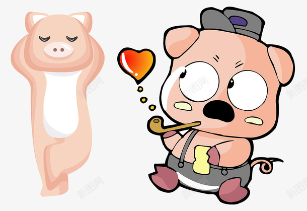 卡通猪猪psd免抠素材_88icon https://88icon.com 儿童 卡通 卡通猪 少儿 手绘 拟人猪 插画 猪八戒