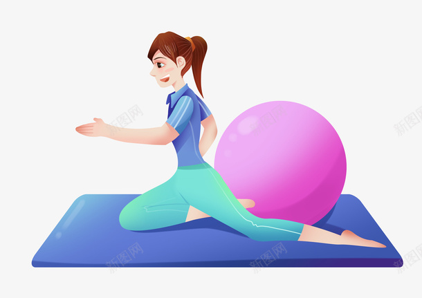 卡通手绘美女瑜伽运动png免抠素材_88icon https://88icon.com 卡通 手绘 瑜伽 美女 运动