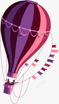卡通扁平紫色气球矢量图素材