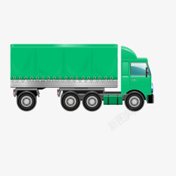 绿色质感箱式货车矢量图素材
