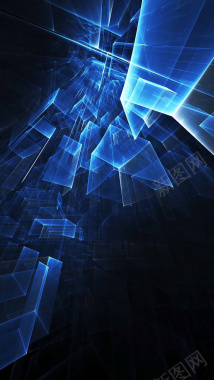 蓝色科幻几何图背景背景