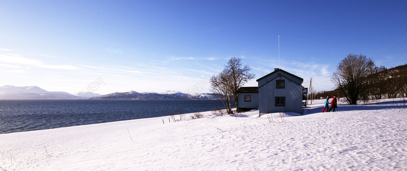 雪地小屋背景背景