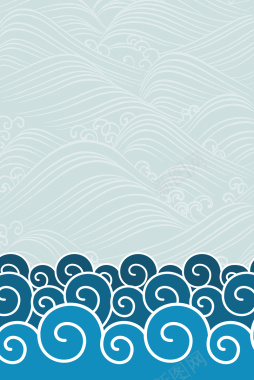 蓝色扁平海浪背景素材背景