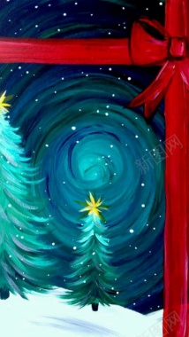 浪漫卡通圣诞夜空h5背景背景