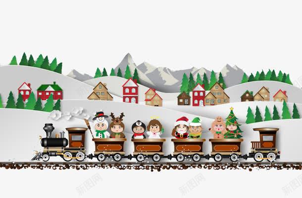 创意圣诞列车剪贴贺卡png免抠素材_88icon https://88icon.com 列车 剪贴 圣诞 贺卡
