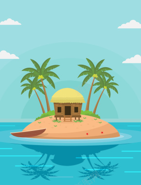 卡通手绘夏季暑假旅游夏威夷群岛背景矢量图背景