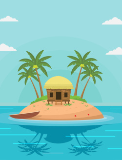 群岛卡通手绘夏季暑假旅游夏威夷群岛背景矢量图高清图片