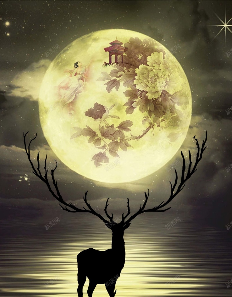 月色梅花鹿插画海报psd设计背景_88icon https://88icon.com 梅花鹿海报 插画海报 插画 月色 海报 梅花鹿 月色海报 展板背背景